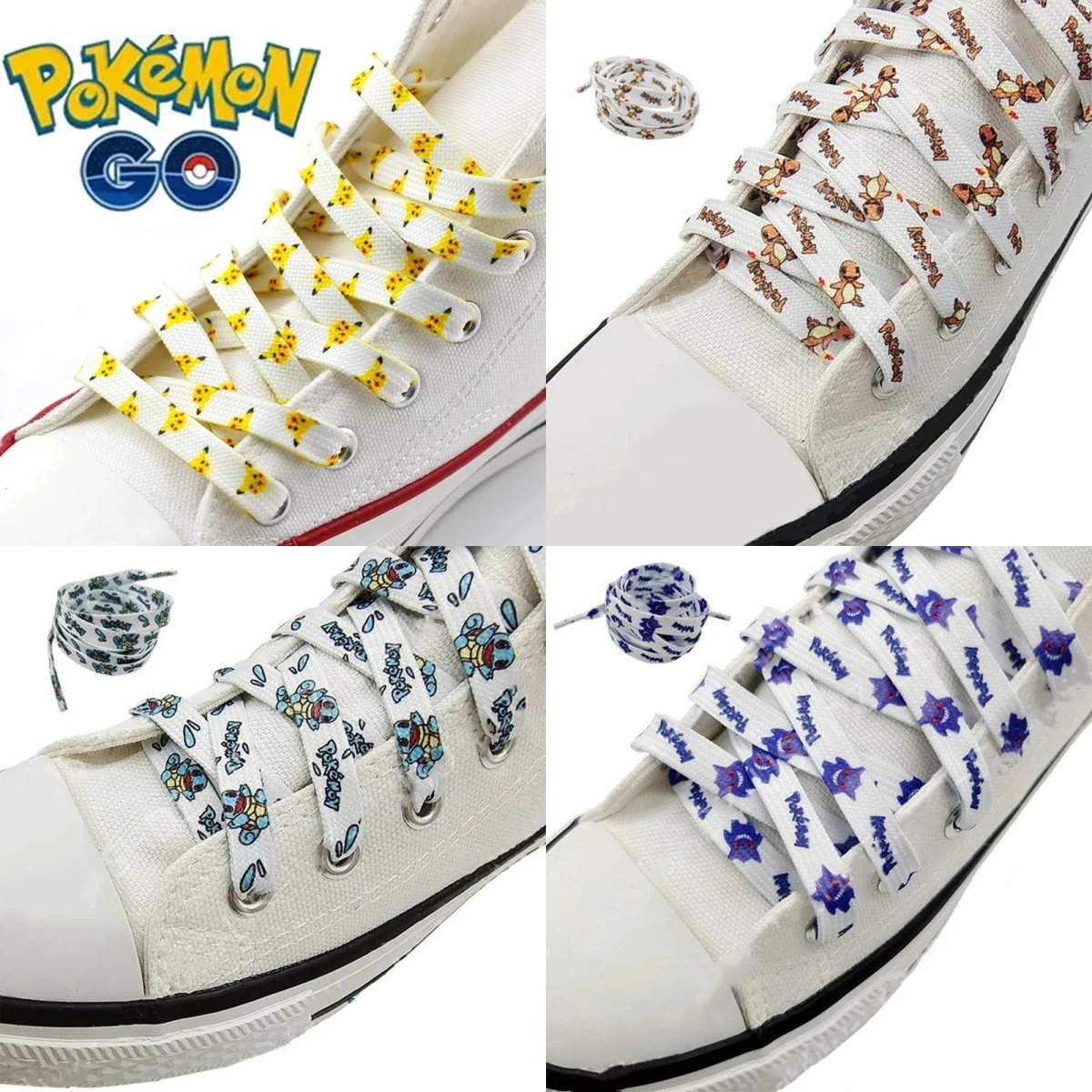 Anime Pokemon pikachu Bulbasqur Shoelaces 120/140cm Anime Cartoon Charmander Geng Gui Fashion Shoe Laces Accessories Toys Gifts