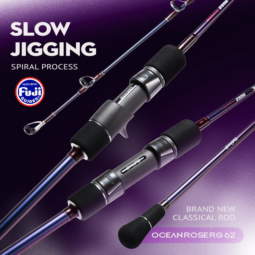 

CYLIUS Ocean Rose Light Slow Jigging Sea Slow fishing Rod 2 Section Fuji Ring Toray 30T Baicasting Spinning Bort Rod