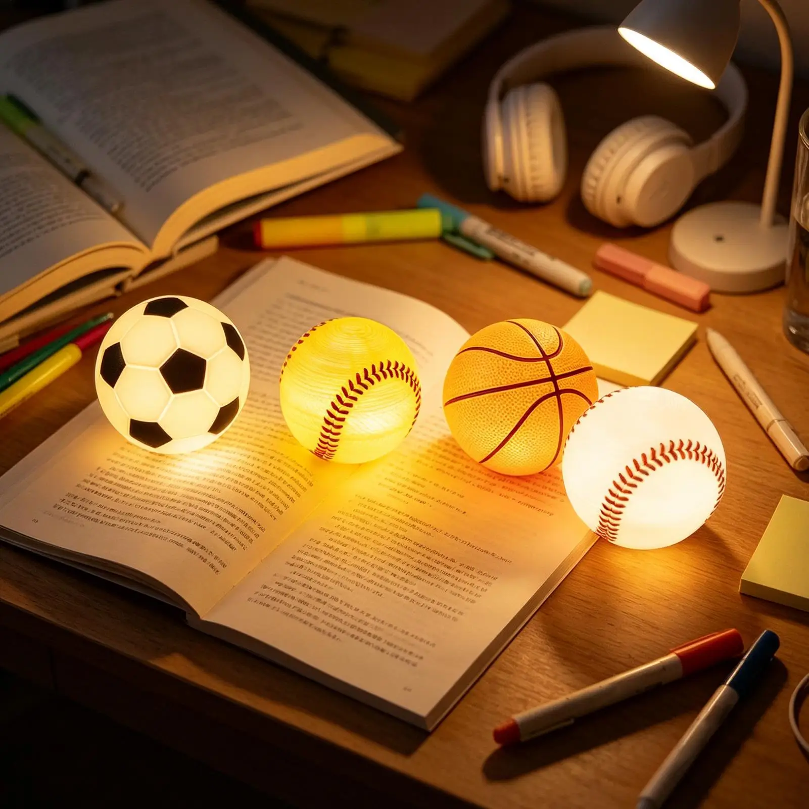 Baseball Night Light Realistic 3D Bedroom Sports Decor Lighting LED Ball Light Gift For Bedtime Sleep Reading Relaxation