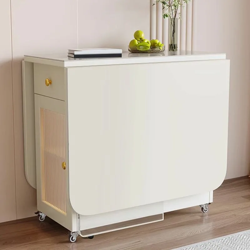 

-+Folding Dining Room Table Set For 5 Kitchen Table Set Wood Frame Space-Saving Extendable Dining Table For Dining Room Restaura