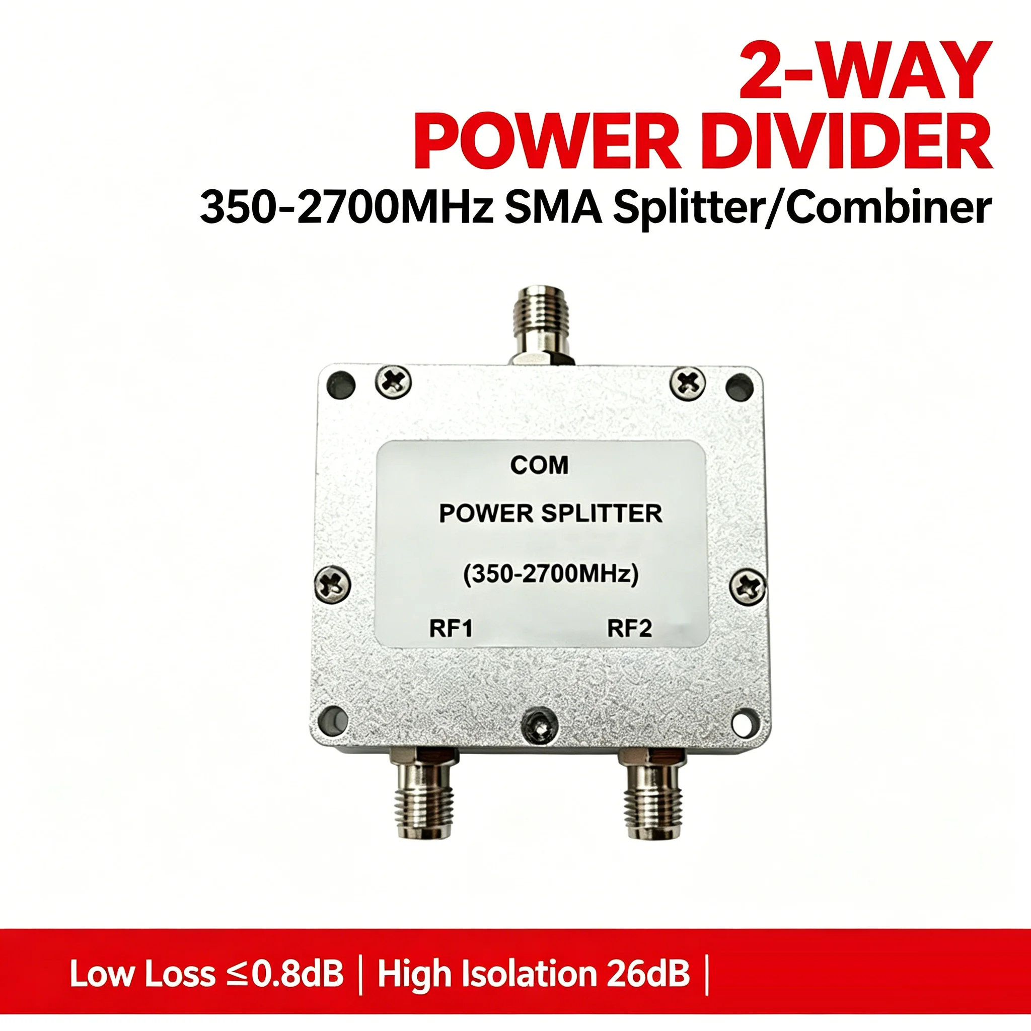 DYKB Broadband Power Divider 350-2700MHz 1-to-2 SMA Splitter Low Loss High Isolation For Antenna Array & RF Distribution Kit
