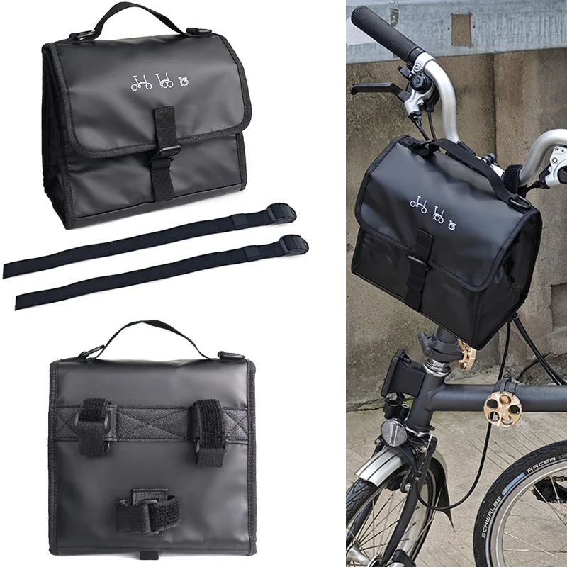 

С наклейкой-лентой, простая установка, велосипедная сумка на руль, быстросъемная сумка для складного велосипеда Brompton, передняя трубчатая сумка-корзина, водонепроницаемая велосипедная сумка
