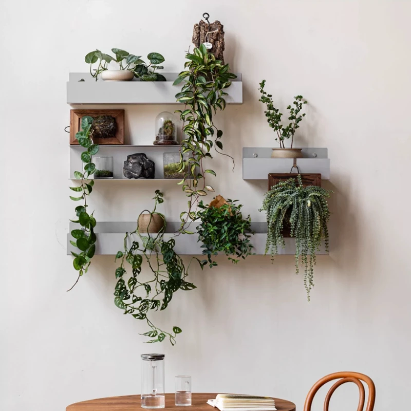 Stainless Steel Wall Mounted Storage Shelf Multi-Layer Display Rack for Living Room Wall Decor Modern Metal Floating Shelves