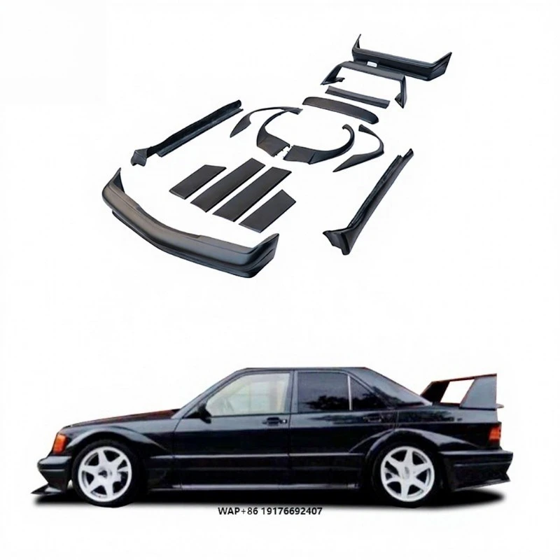 For C Class Fiberglass Front Rear Bumper Kit to 190E Evo II Style Body Kit