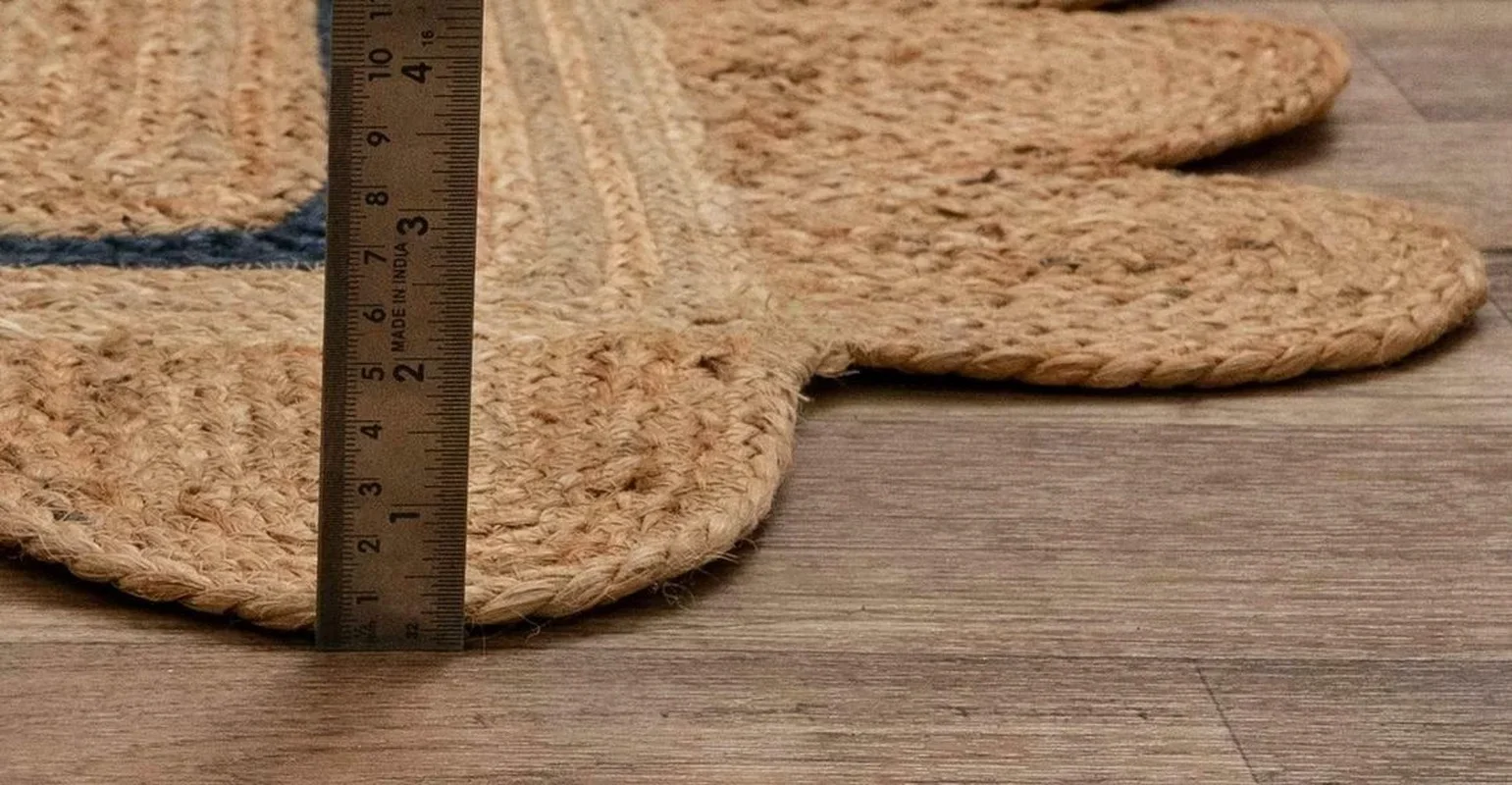 Scallop Carpet Natural Weaving Jute Rugs Rural Style Modern Home Decoration Carpet