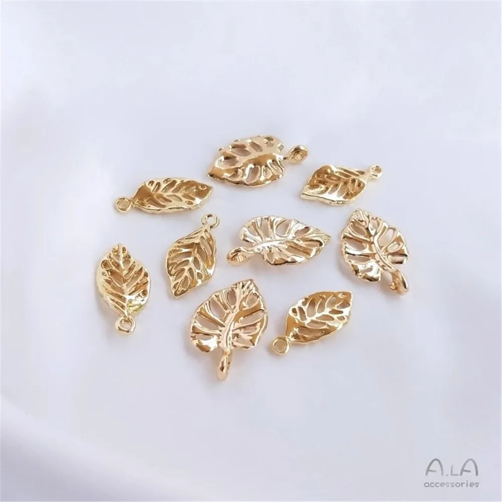 

14K Gold Color Protection Accessories Hollow Three-dimensional Leaf Pendant Diy Handmade Bracelet Jewelry Pendant Earrings