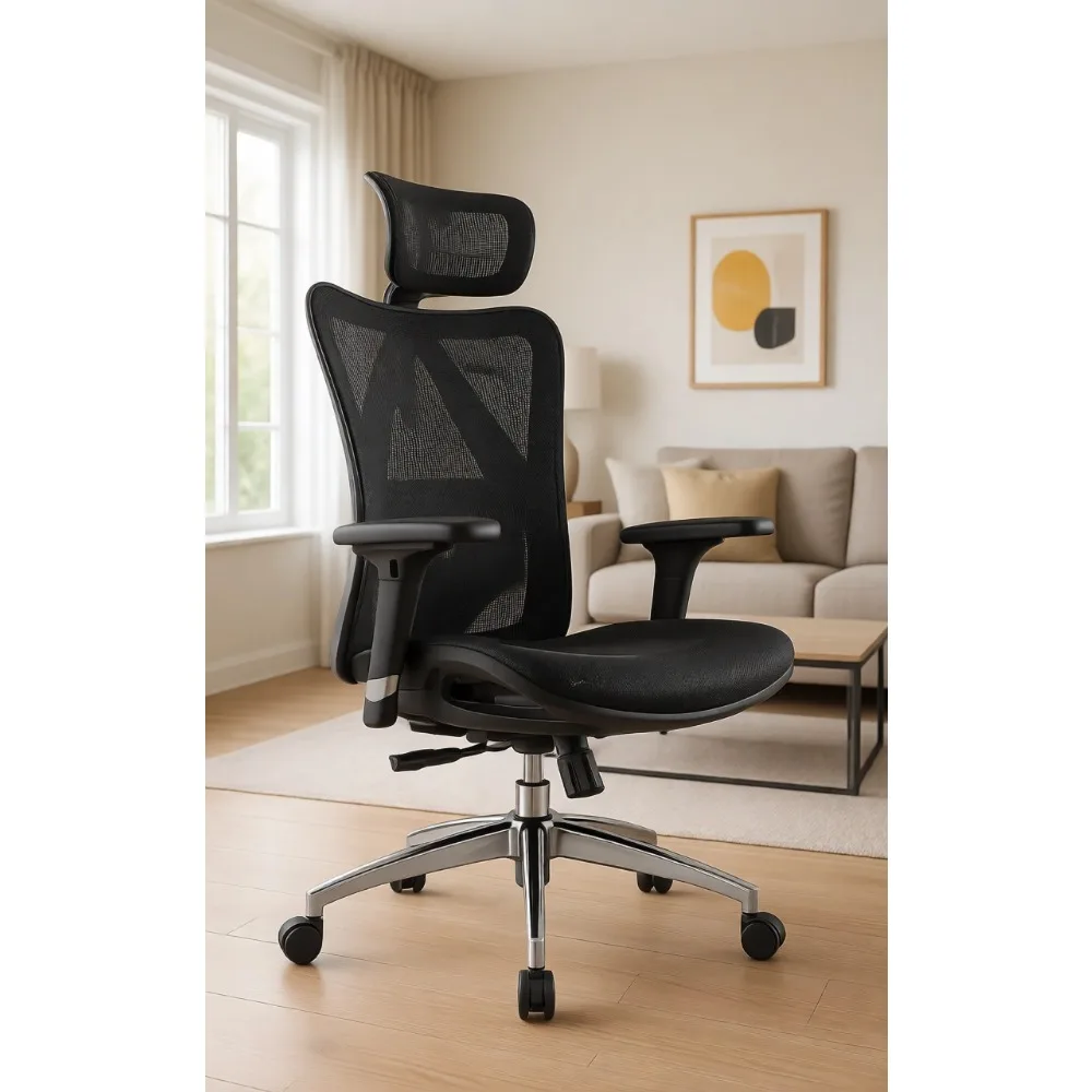 Ergonomic Mesh Back Desk Chair with 3D Armrests and Adjustable Features for Comfortable Home Office Use