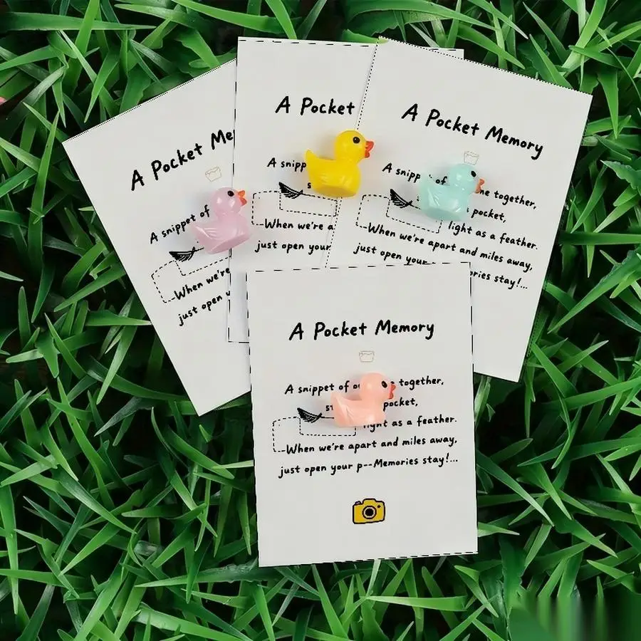 1/5/10/20/50/100pcs  Lucky Duck Pocket Hugs - Fantasy Theme Resin Charms with Inspirational Messages, Assorted Colors, Includes