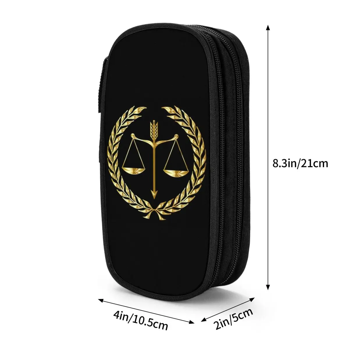 Gold Scales Of Justice Law Logo Pencil Case for Boy Girl Gifts Pen Box Pencil Bag Stationery Supplies Pen Holder Bag