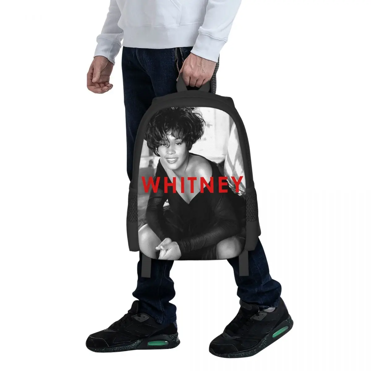 Vintage Whitney Houston Inspired Student Backpack School Bag Hiking Travel Daypack for Men Women Fashion Bookbag Shoulder Bags