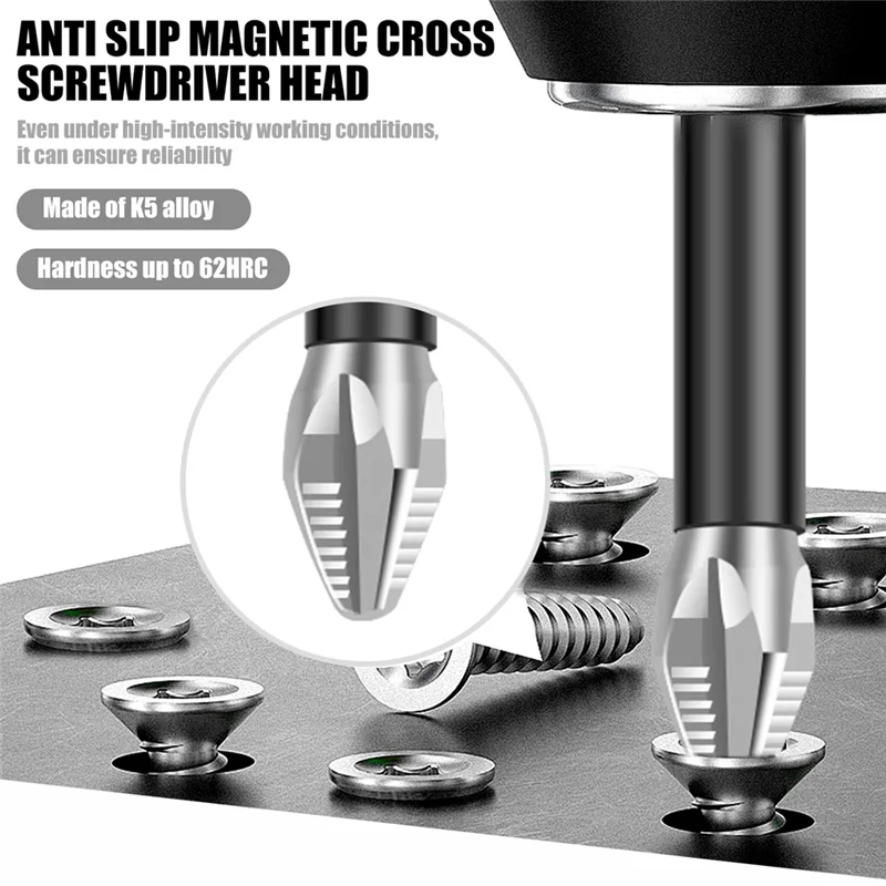 

【Flash Deal】K5 Impact Screwdriver Bits 11Pcs Driver Bit Anti-Slip Magnetic Drill Bits Teethphillips Cross Head Electric Drill Se