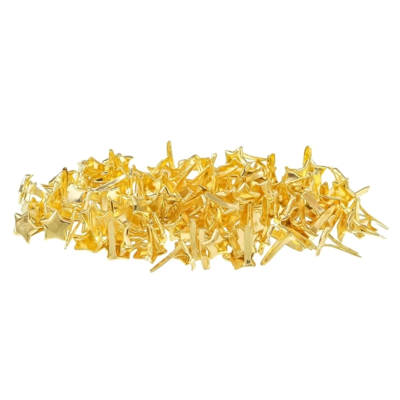 

100-piece/set Paper Clasps Split Pins Brads Star Metal Brads Decorative Metal Sealing Clips for Crafts Paper Clasps M68E