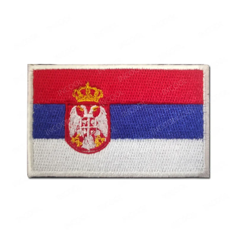 Serbia Flag Embroidered Patches IR Reflective Serbian Flags PVC Rubber Appliqued Patch For Clothing Backpack Cap