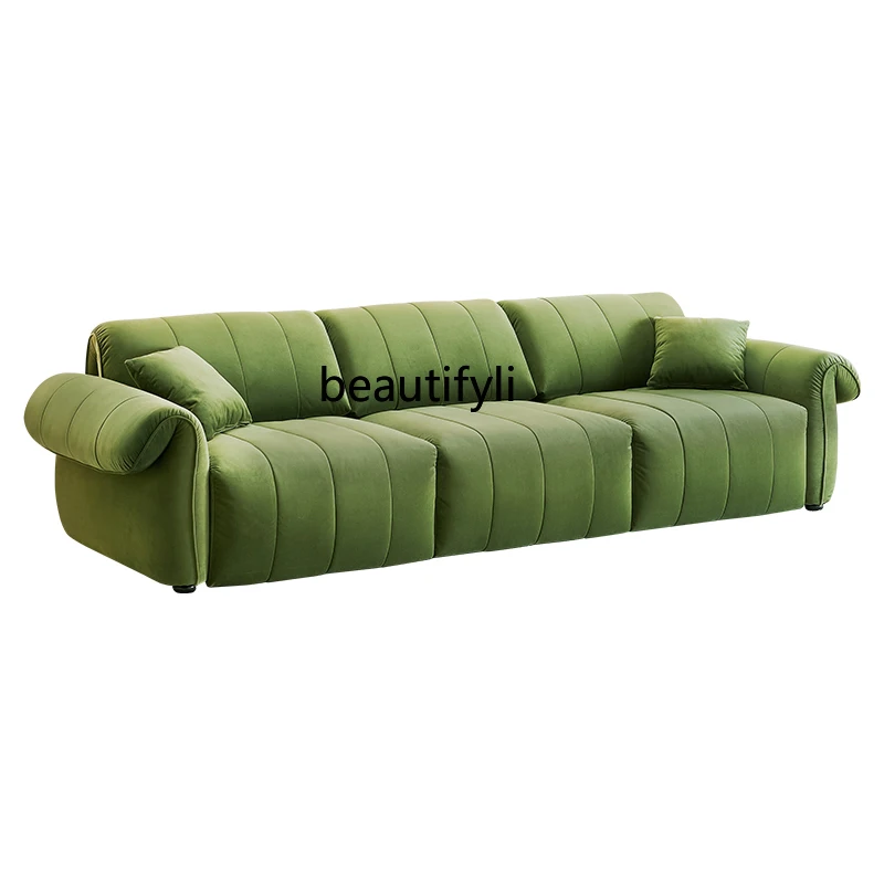 Nordic Simple Octopus Sofa Italian Large and Small Apartment Type Dark Green Flannel Sofa