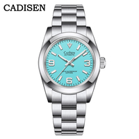 CADISEN Luxury Automatic Watch For Men Fashion Tiffany Blue Sapphire Glass Mechanical Watches 316L Steel 100M Diver Clock Gift