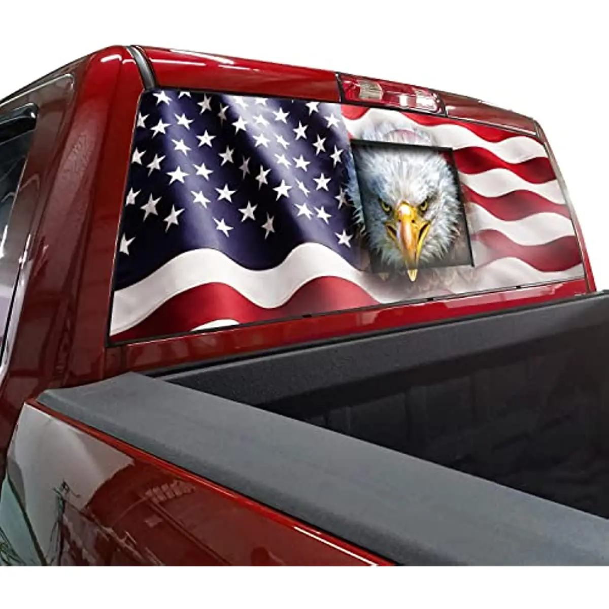 Hsdiokl American Flag Truck Rear Window Decals,Eagle Rear Window Decals for Trucks,66''x20''