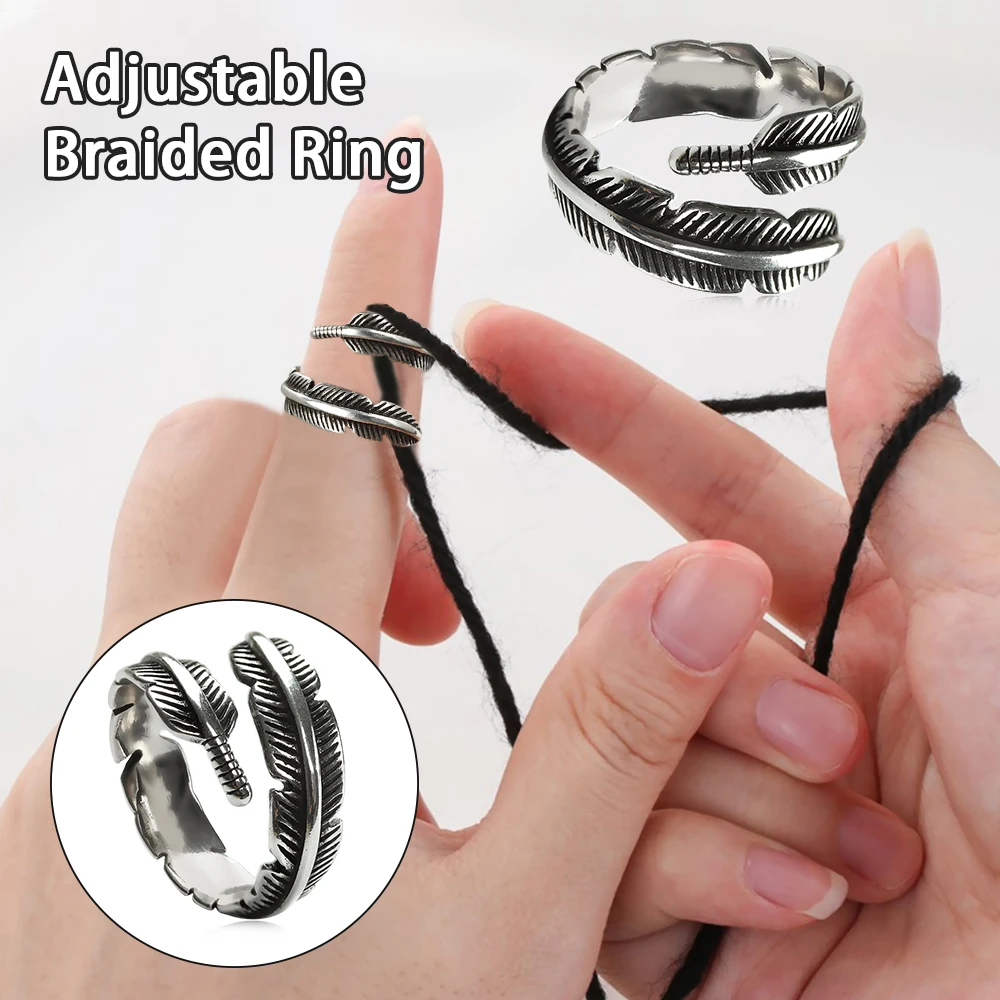 DIY 1Pc Hot Adjustable Knitting Loop Crochet Loop Knitting Tools Ring Finger Wear Thimble Yarn Guides Sewing Hook Accessory