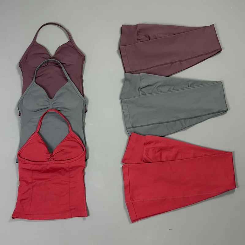 2Pcs HISTELLO Bootcut Leggings Set Women Sports Longline Strappy Top Seamless Butt Lifting  Gym Workout Fitness Flared Pants Set