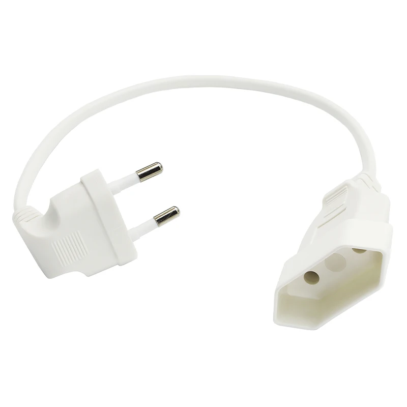 

1PCS EU Power Adapter Cord,90 Degree Angled European Round 2Pin Male to Female Plug Power Cable For UPS PDU 0.3M 0.6M