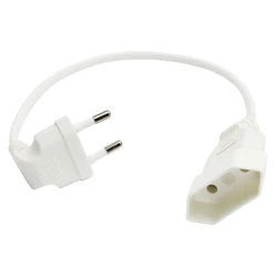 1PCS EU Power Adapter Cord,90 Degree Angled European Round 2Pin Male to Female Plug Power Cable For UPS PDU 0.3M 0.6M