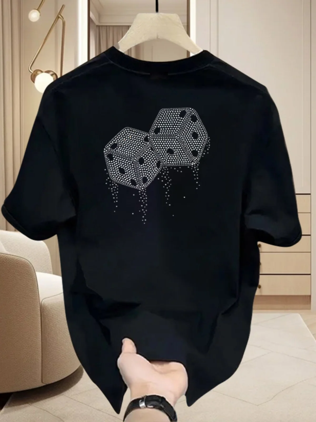 

Combed Pure Cotton ort Sve T-irt Men's New 2024 Heavyweight Double Tead Trendy Loose Print Body irt Breathable You...