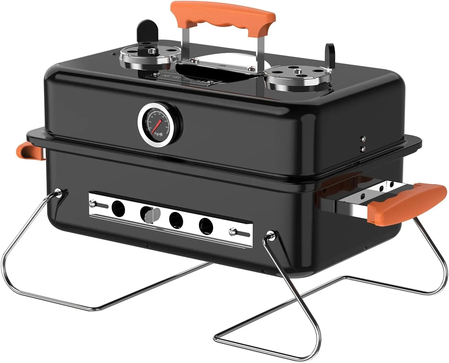 

10 LB Portable Charcoal Grills, Dual Vent Control Camping BBQ Grills with Foldable Legs, Lid Thermometer Compact Outdoor Grill