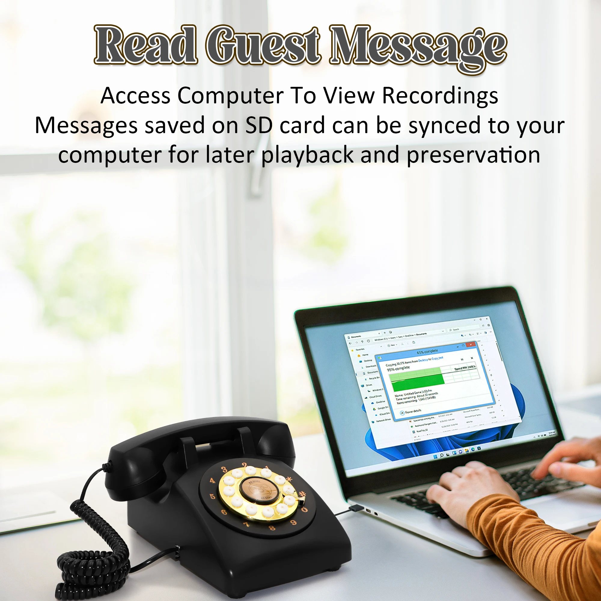 Audio Vintage Guestbook Telephone Wedding Birthday Party Voice Message Record Play Device Unique Retro Guest Blessing Recorder