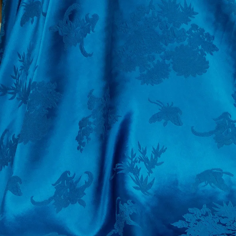 Jacquard fabric wide satin silk crepe relief pleated