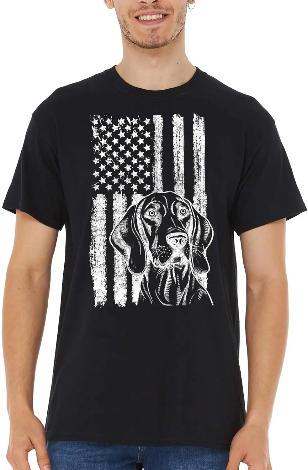 shop4ever Labrador Dog American Flag USA T-Shirt