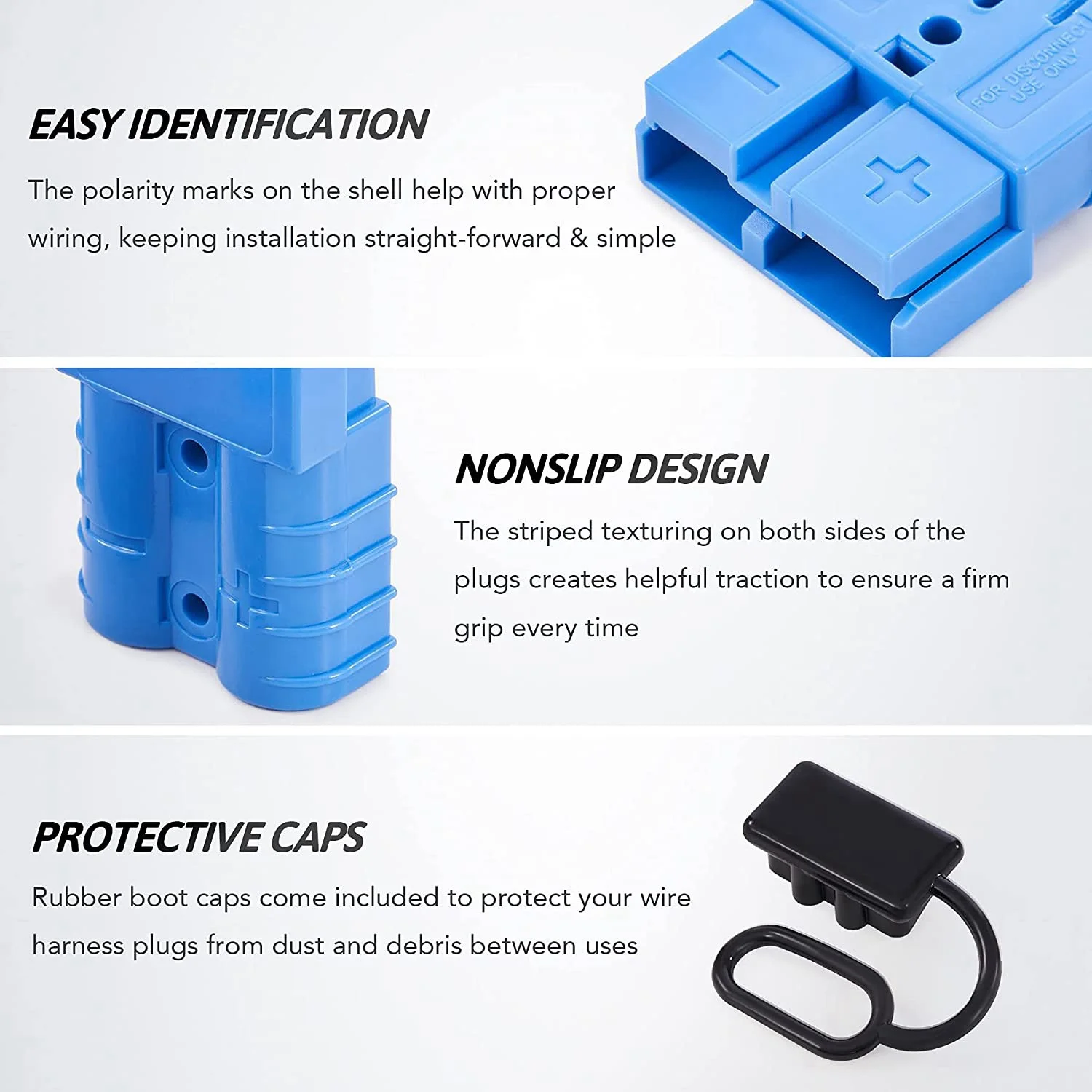 

Top-Rated 2Pcs 6-12 AWG 50A Battery Power Connector Cable Quick Connect Disconnect Kit For Anderson Connector For Winch Trailer