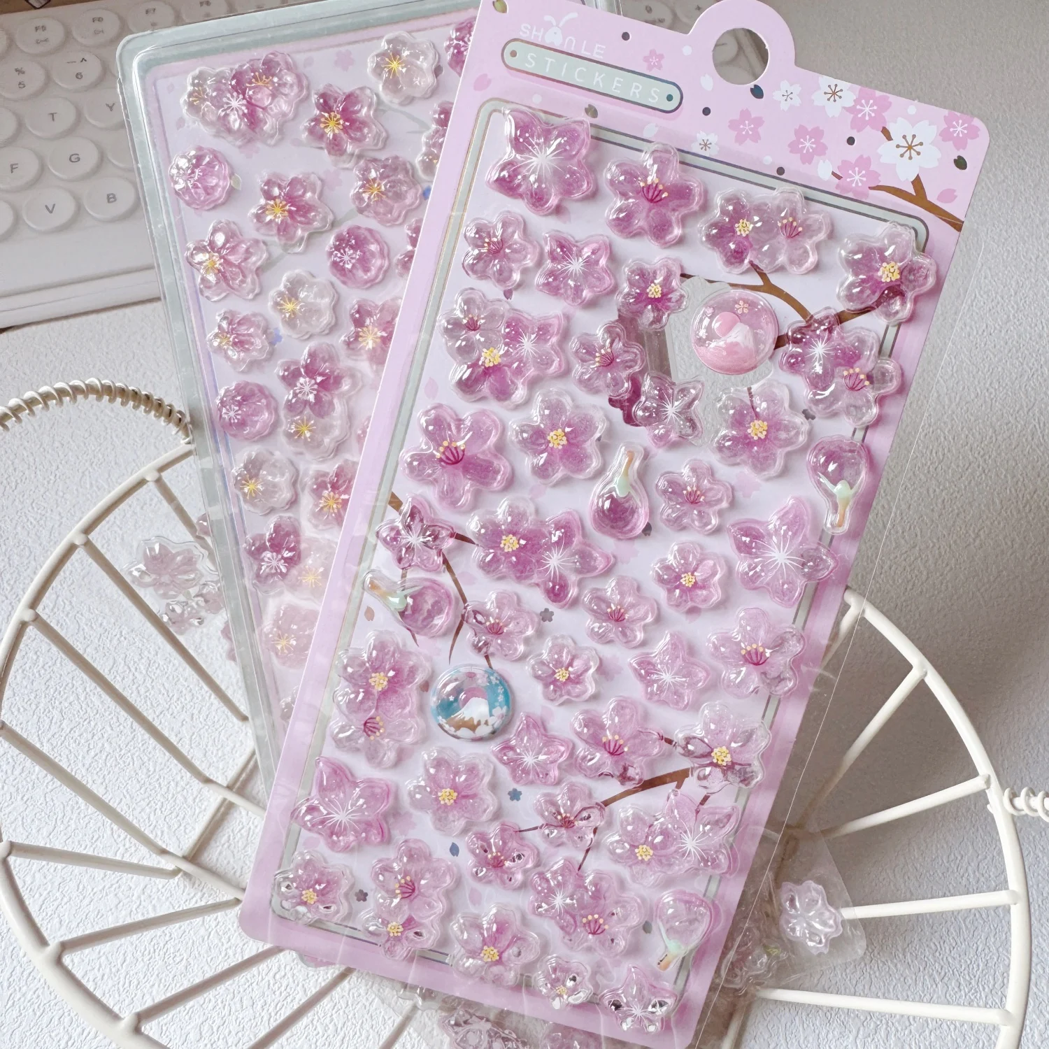 Romantic Sakura Petal Cherry Blossom 3D Relief Stickers Scrapbooking DIY Journaling Stationery Diary Decor School Cute Stickers