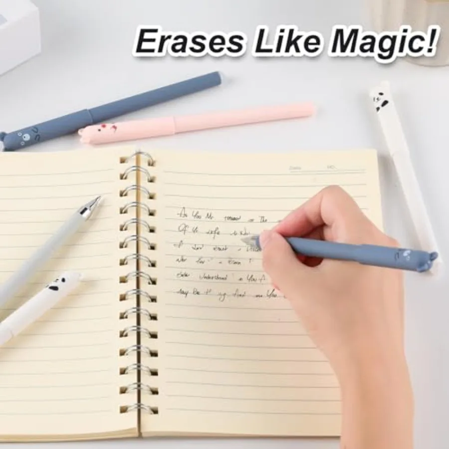0.5mm Erasable Gel Pens, Pack Cute Cartoon Animal Rollerball Gel Pens able Pens for Adult Writing Calligraphy Note Taking view 5