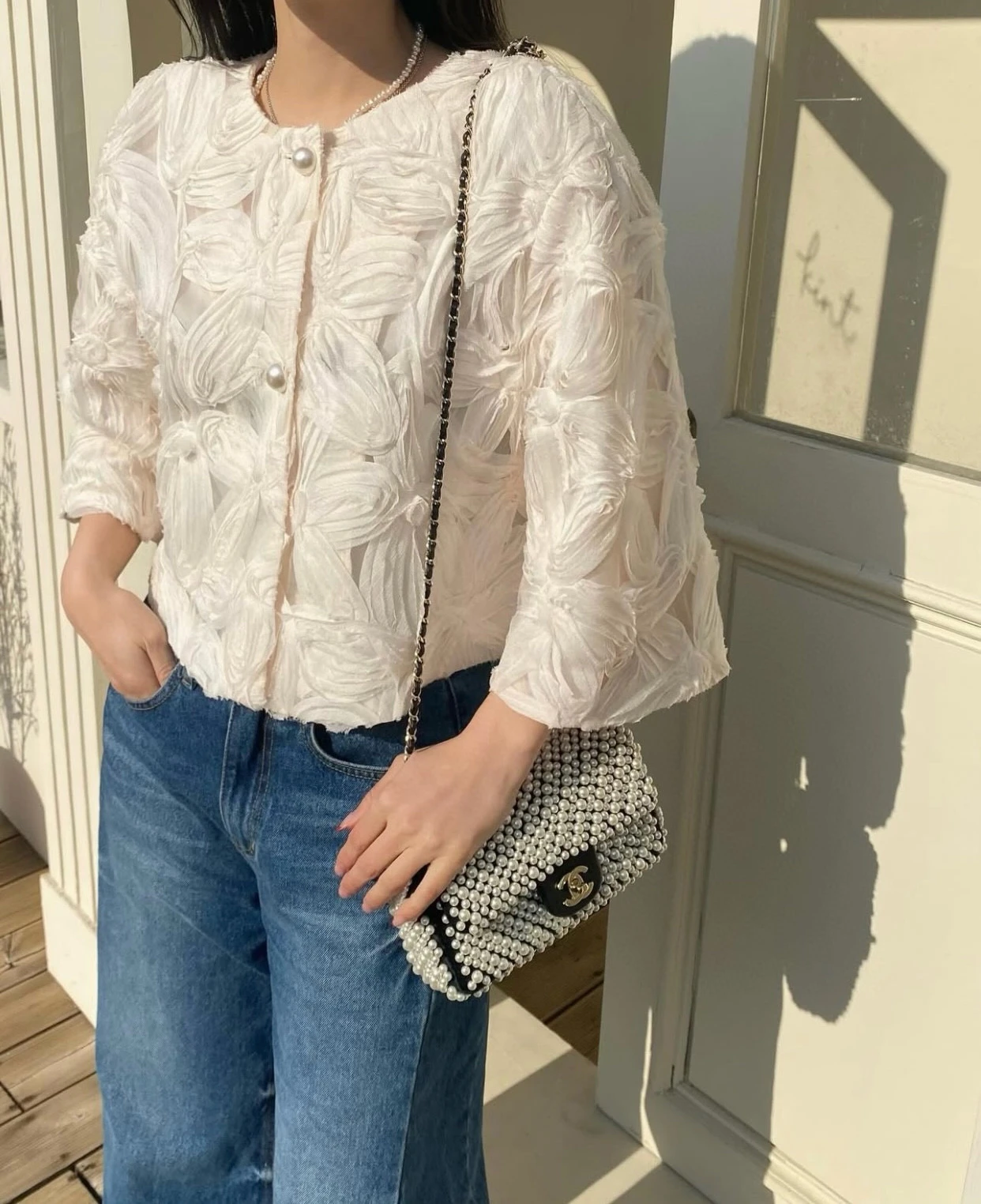 

Faionable Floral Single-Button Coat Women's Spring New Arrival Dongda Gate Ele Versatile Commute Sle Long Sve irt