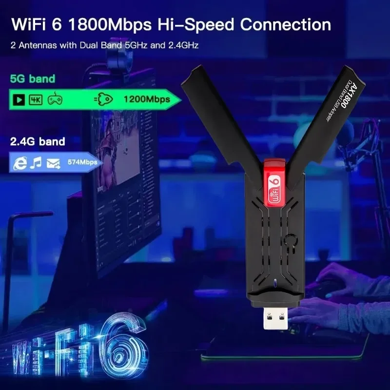 USB 3.0 Wireless Adapter 2.4GHz/5GHz Dual Band Wi-Fi Network Card With High Gain Antenne For PC Laptop Win10/11
