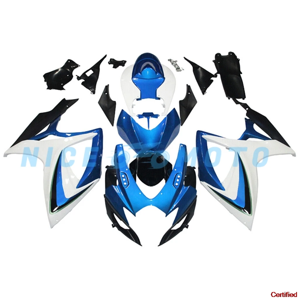 New ABS Plastic Shell Motorcycle Fairing Kits Fit For GSXR600 750 2006 2007 GSXR 600  06 07K6 GSX-R600 Blue White Set