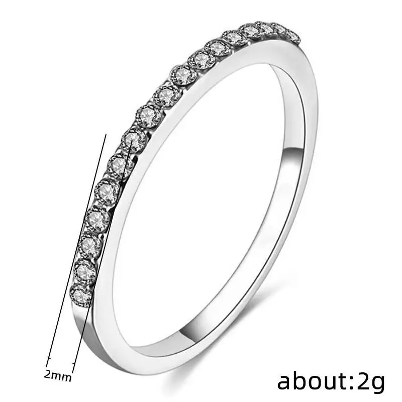 Minimalist Thin Cubic Zircon Finger Ring Rose Gold Plated Dainty Jewelry for Wedding Date Girls Night Out Wear