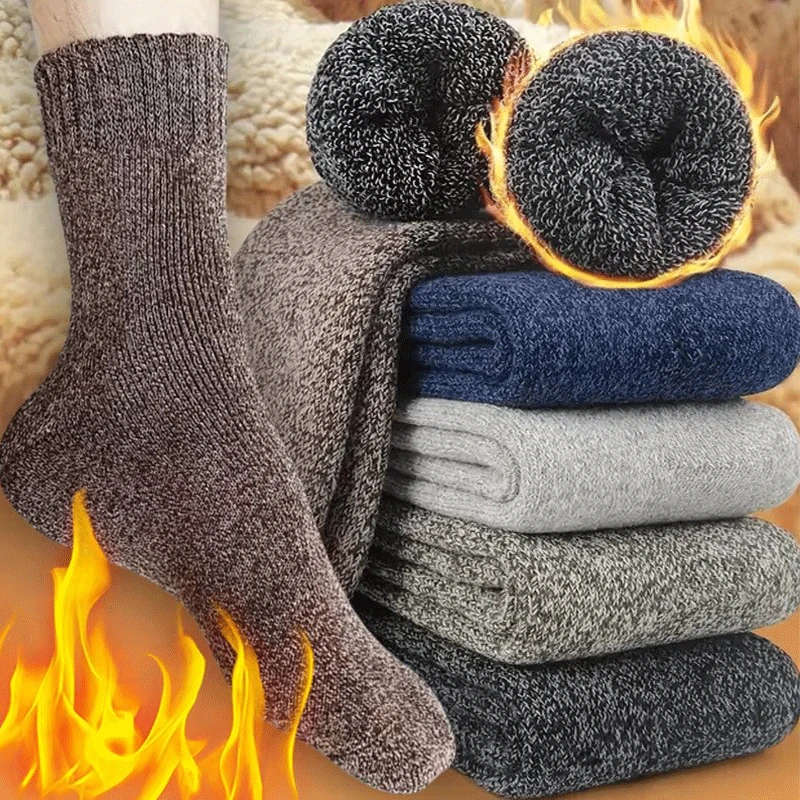 5/10Pairs Winter Woolen Merino Men Socks Super Thick for Men Towel Thermal Warm Sport Sock Cotton Male Cold Snow Boot Terry Sock