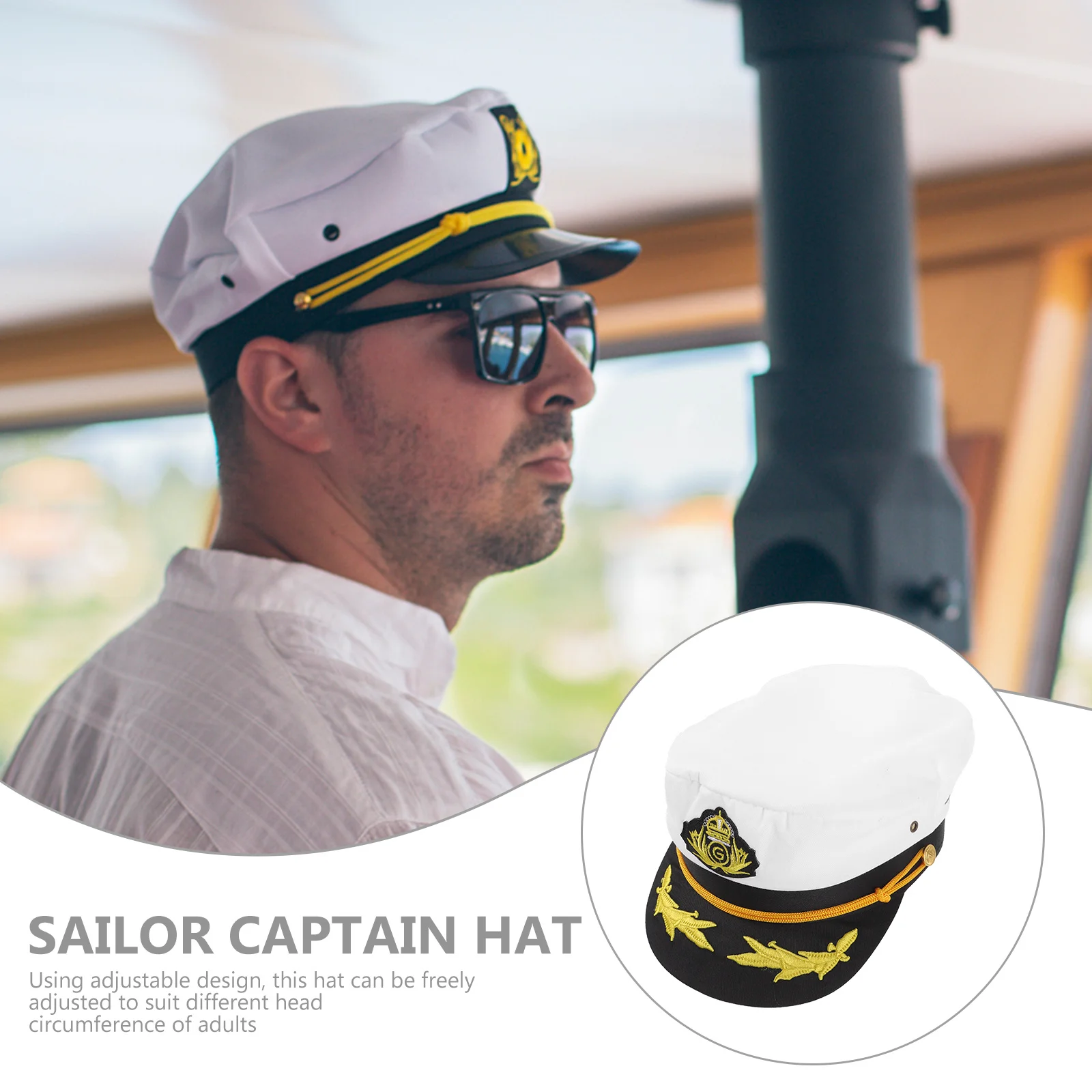

Шляпа капитана для взрослых, регулируемая шляпа моряка-яхты, лодки, мягкая, легкая, дышащая, для косплея, вечерние, реквизит для фотосессии, кепки капитана