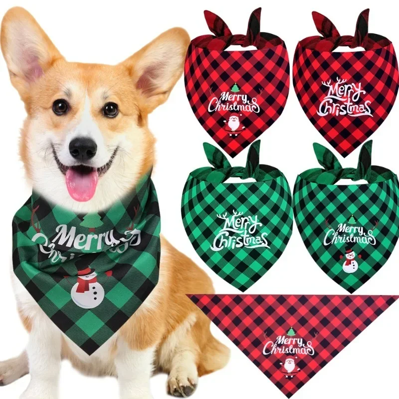 20/10/1Pcs Pet Triangle Scarf for Large Dog Christmas Party Dog Bandanas Dog Cat Red Santa Claus Letter Pattern Pet Supplies