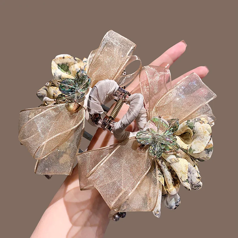 french-floral-print-mesh-hair-clips-headband-for-women-luxury-crystal-shark-clip-hairpin-sweet-hair-claws-accessories-headwear