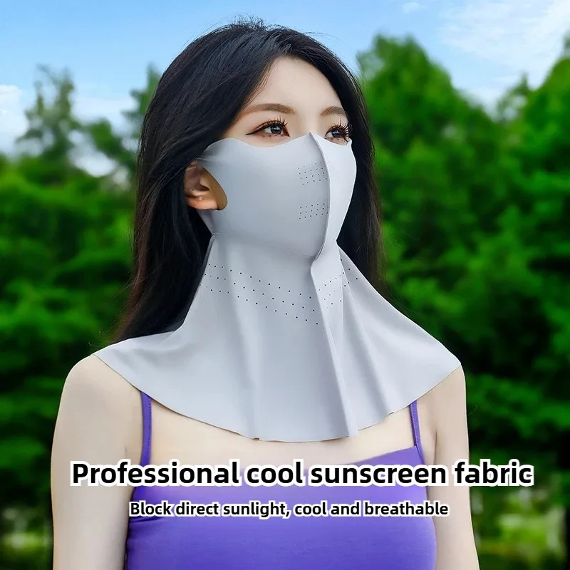 Summer UV Protection Full Face Mask Ice Cooling Breathable Fabric for Outdoor Sports Cycling Hiking