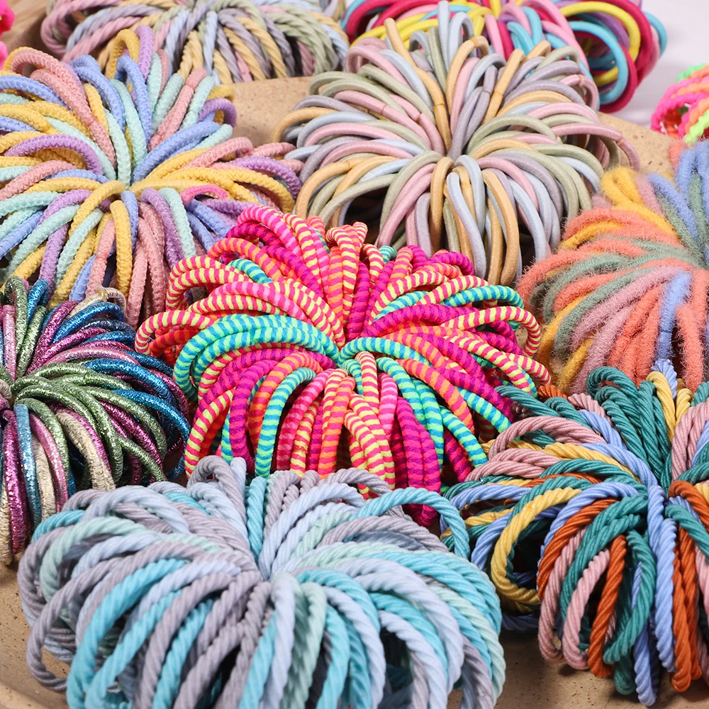 100 pçs/lote pequenas faixas de cabelo meninas 2.5cm doce cor mini elástico de borracha criança bebê bandana scrunchie crianças acessórios para o