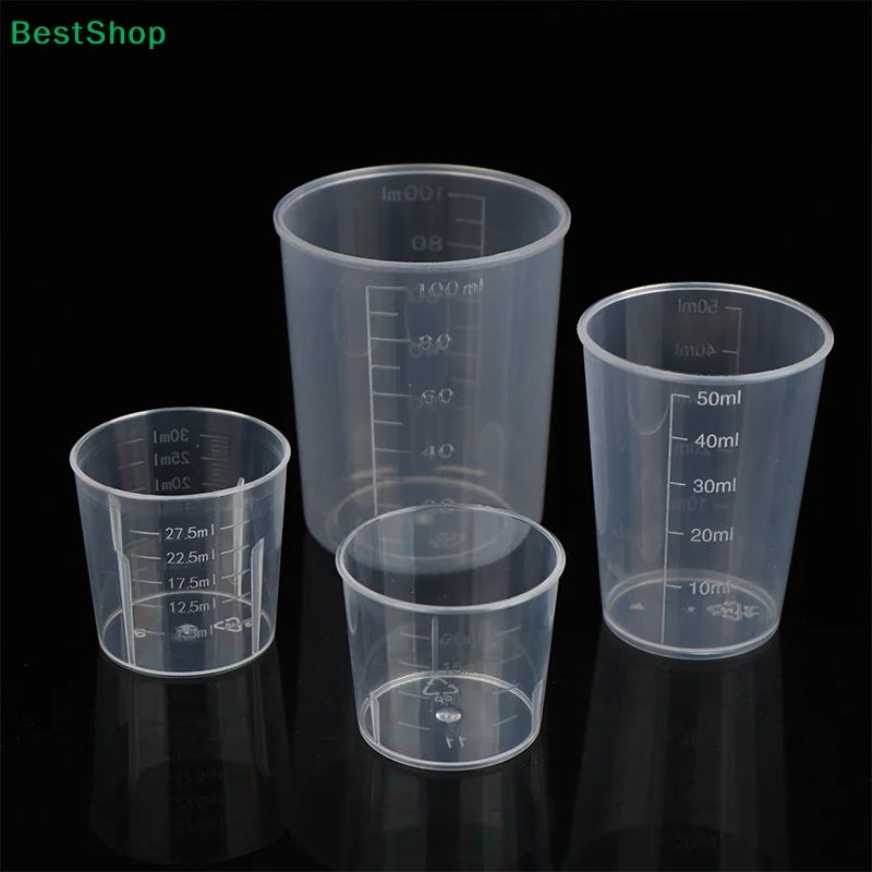 ♥10Pcs Plastic Measuring Cup Set with Lids-Graduated Lab/Kitchen Storage Cups,Leakproof Small Container for Liquids & Powders