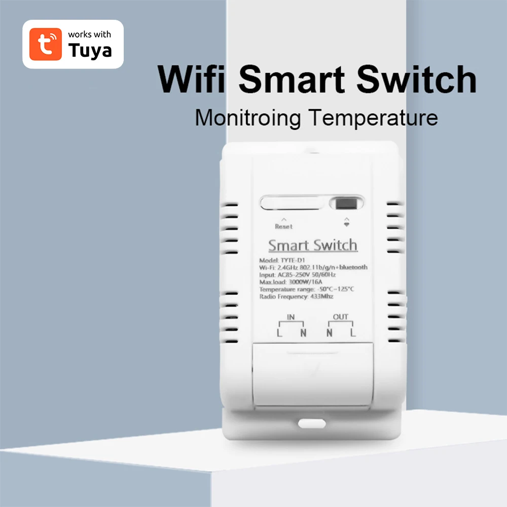 1~5PCS Tuya WiFi Smart Temperature Switch DS18B20 Sensor Single Relay Output Module Wireless Controller Work With Alexa