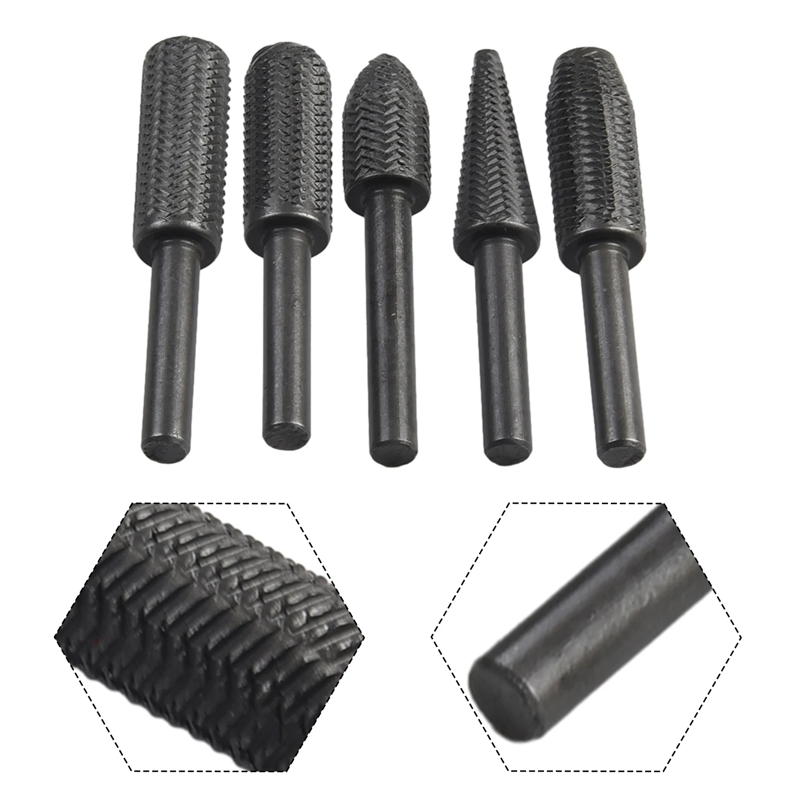 Seamless Grinding Experience, 5Pcs Rotary Rasp File Set for Metal, Wood, and Plastic, Assorted Sizes and Shapes