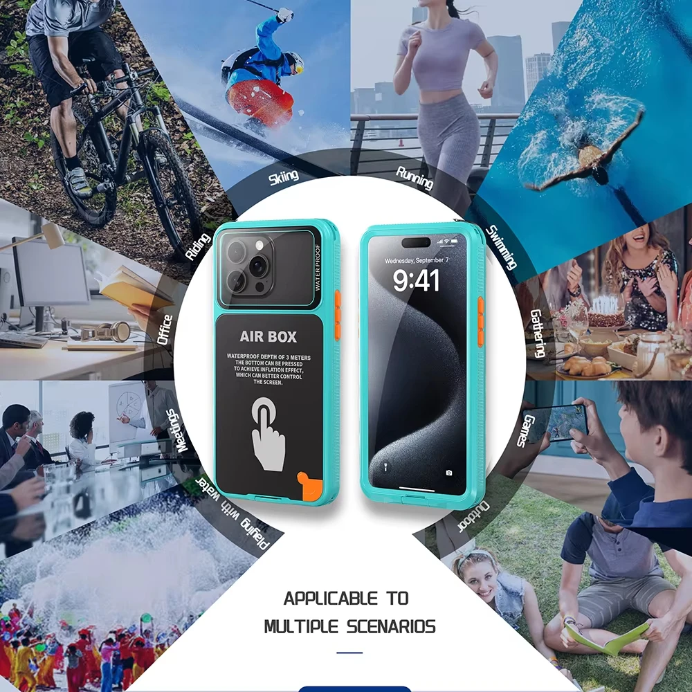 Wodoodporna obudowa IP68 do iPhone 17 16 15 14 13 12 11 Pro Max Plus, wodoszczelna, w pełni szczelna, odporna na wstrząsy, z wbudowanym ekranem. — zdjęcie produktu 3