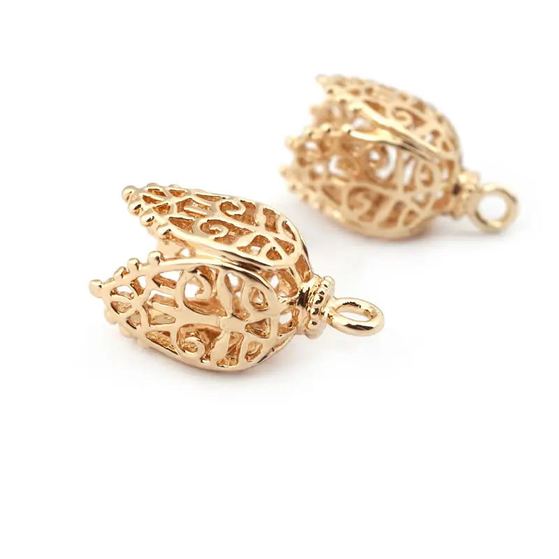 6PCS 15x10MM 21x11MM 18K Gold Color Brass Bead Caps Tassel Caps Diy Jewelry Findings Earrings Accessories Wholesale