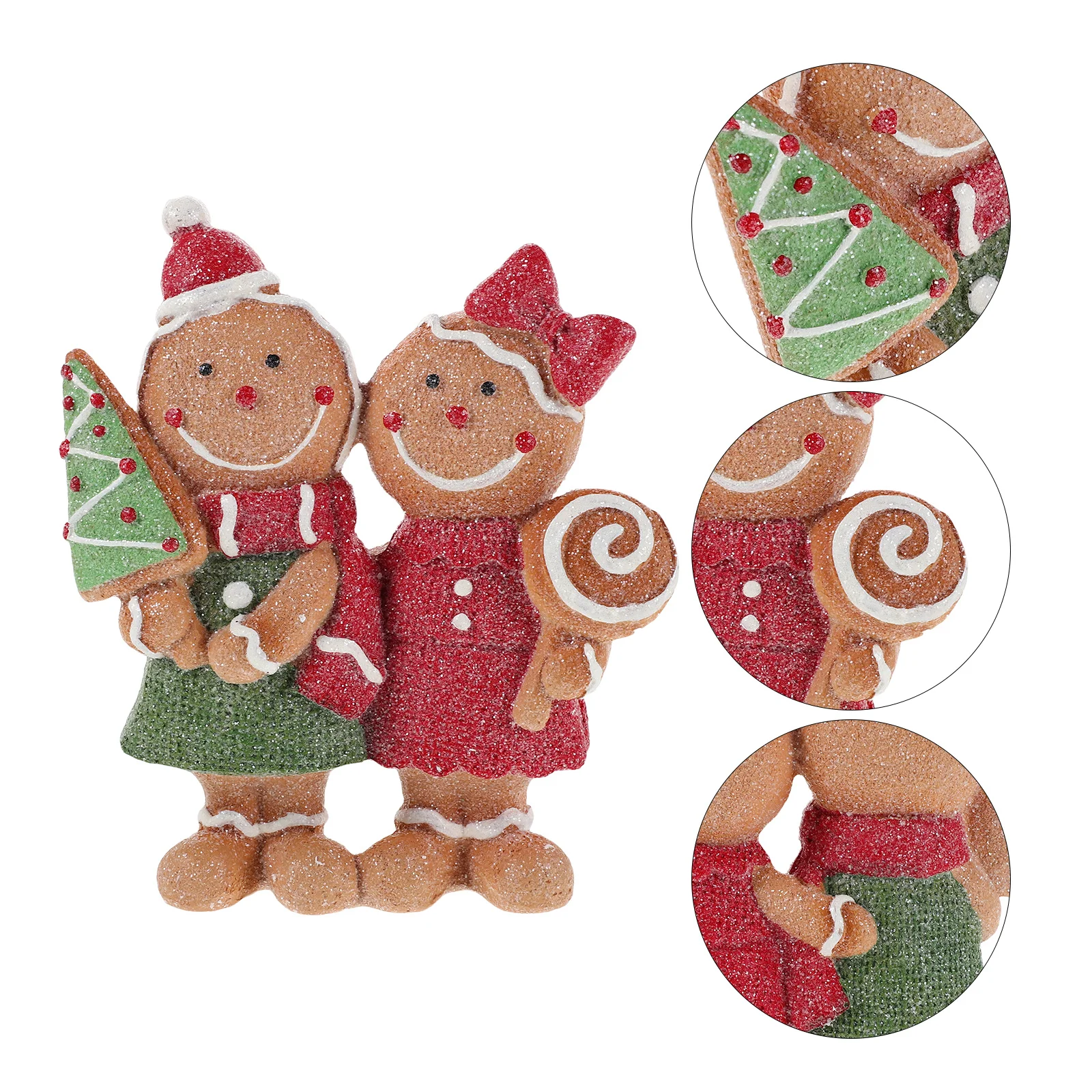 

2Pcs Christmas Gingerbread Man Ornaments Resin Figurines Delightful Present Choice Enhance Relationships Cheerful Decor