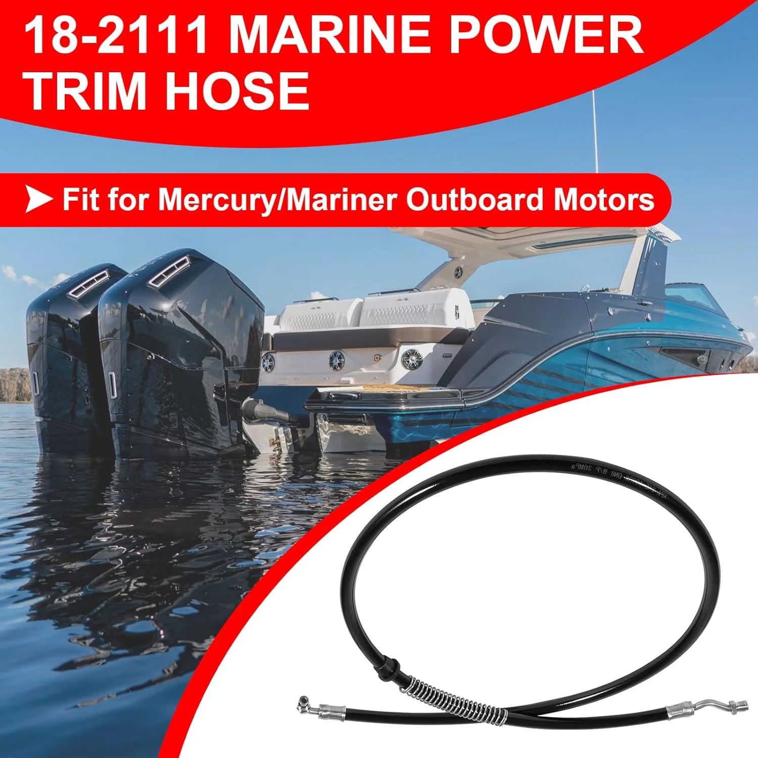 

32-88006, 26140, 18-2111 Шланг насоса с дистанционной отделкой для подвесного двигателя Mercury Mariner, внутренний диаметр 1/4 дюйма, длина 63,4 дюйма