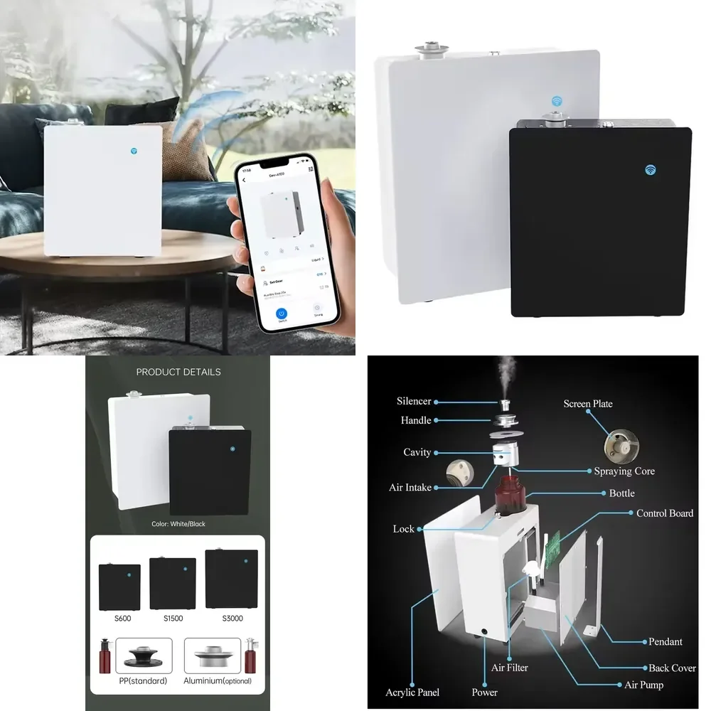 Newest HVAC Wall Mounted WIFI Blueteeth 150ml Capacity Cover Area 600 M3 Scent DIffuser Electric Smart Diffuser Machine
